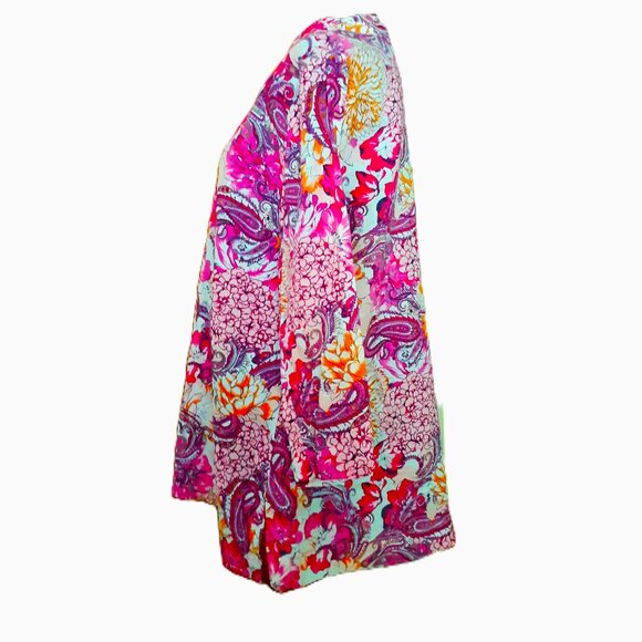 Charter Club Linen Paisley Floral Embroidered Tunic Blouse Large - Picture 4 of 6